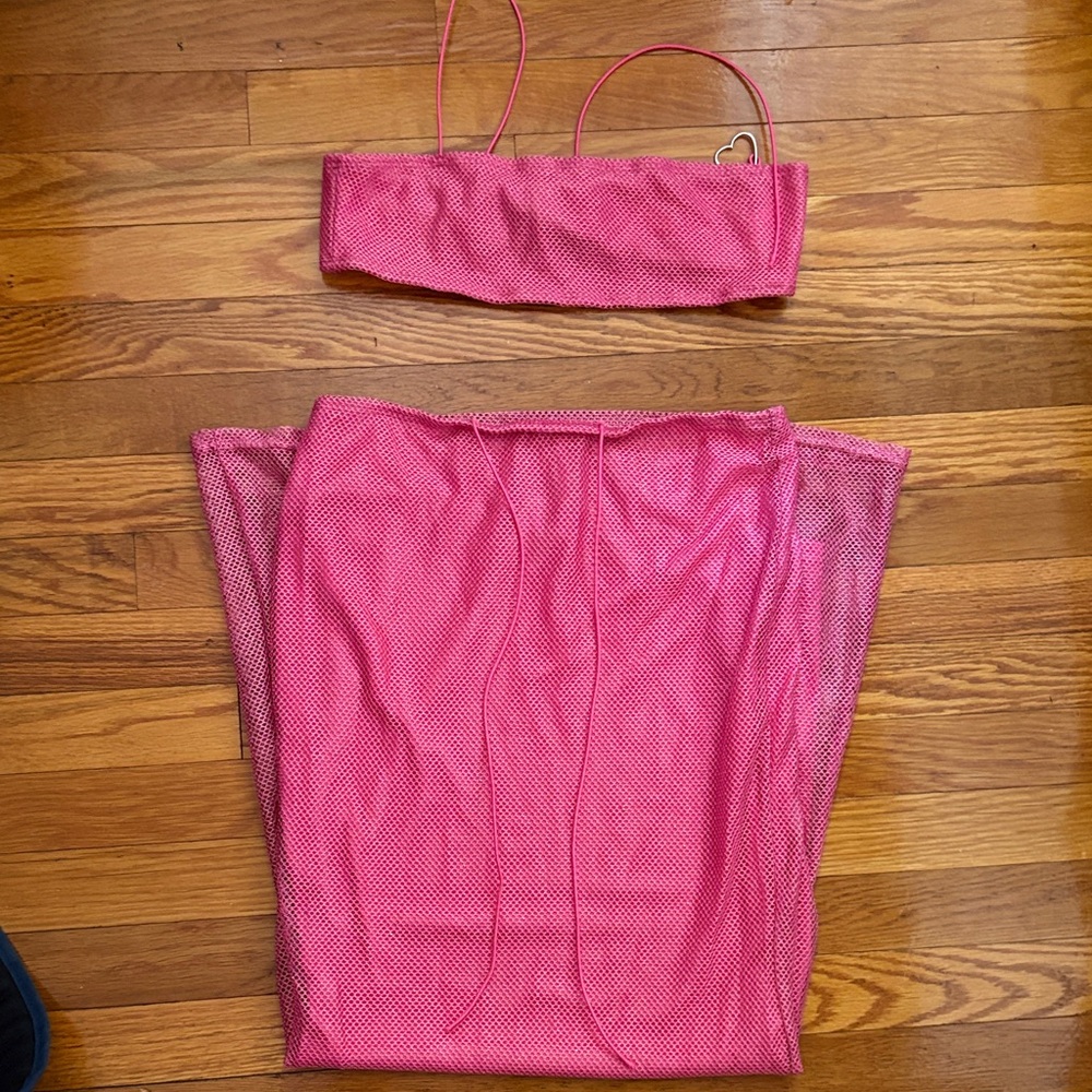 Pink Mesh Two-Piece Set